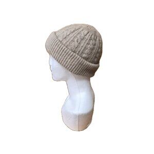 House of Skye 100% Cashmere Cable Knit Hat – Beige Unisex Hygge Preppy Quiet Lux